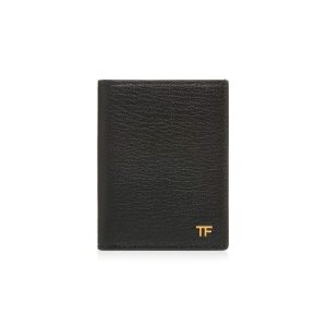 Petits Portefeuilles Tom Ford Polished Goat Folding Cardholder Homme Noir | LSIVN-7106