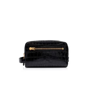 Petits Portefeuilles Tom Ford Printed Alligator Cuir Toiletry Case Homme Noir | QIYZC-0842