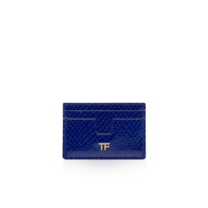 Petits Portefeuilles Tom Ford Printed Python Classiche Tf Card Holder Femme Bleu | PAZRL-7862