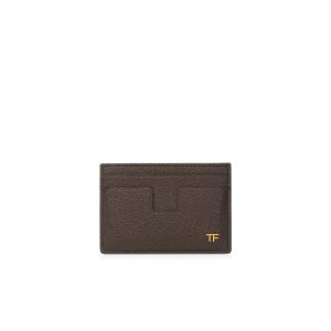 Petits Portefeuilles Tom Ford Small Grain Cuir Cardholder Homme Marron | XQRBU-7105