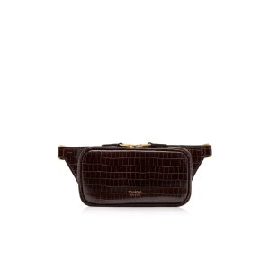 Sac Banane Tom Ford Glossy Printed Croc Small Zip Homme Chocolat Clair | YWBVT-1735