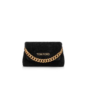 Sac Clutch Tom Ford Shearling Label Femme Noir | ZRHFW-9785