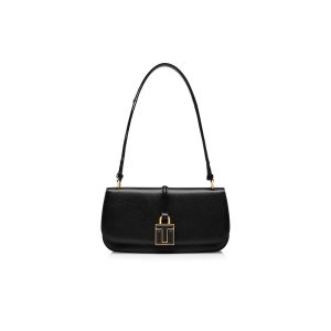 Sacs Crossbody Tom Ford Cuir 001 Lock Flap Femme Noir | KCGJN-1345