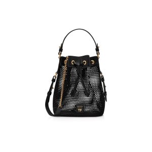 Sacs Crossbody Tom Ford Mesh And Cuir Disco Small Bucket On Chain Femme Noir | QVMJH-7163