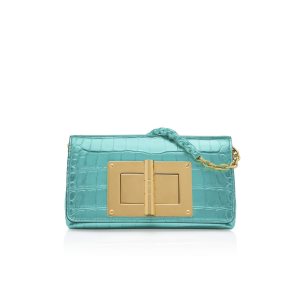 Sacs Crossbody Tom Ford Metallic Stamped Cuir Natalia Femme Bleu | TAXLS-0214