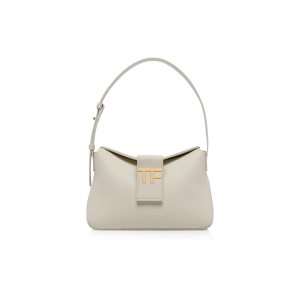 Sacs À Bandoulière Tom Ford Grain Cuir Tf Mini Hobo Femme Chalk | EPZVH-8371