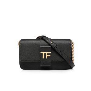 Sacs À Bandoulière Tom Ford Grain Cuir Tf Chain Femme Noir | IWCGD-3890