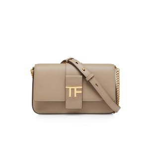 Sacs À Bandoulière Tom Ford Grain Cuir Tf Chain Femme Grise Marron | TPVOZ-2016