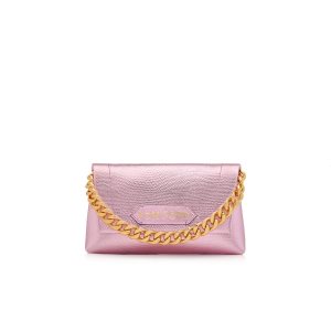 Sacs À Bandoulière Tom Ford Laminated Printed Lizard Label Mini Chain Femme Rose Clair | SMWUB-3580