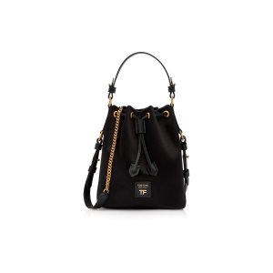 Sacs À Bandoulière Tom Ford Satin Disco Small Bucket On Chain Femme Noir | XNDHM-6403