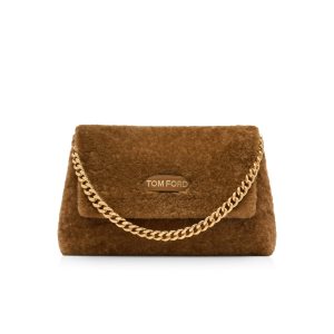 Sacs À Bandoulière Tom Ford Shearling Label Medium Chain Femme Marron | IVRHL-8076