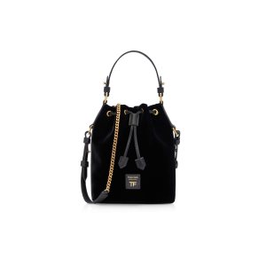 Sacs À Bandoulière Tom Ford Velvet Disco Small Bucket On Chain Femme Noir | MQOAE-0467