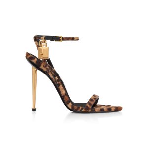 Sandales Tom Ford Hair Calf Animalier Padlock Pointy Naked Femme Marron Noir | ROTMY-9758