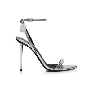 Sandales Tom Ford Laminated Nappa Cuir Padlock Pointy Naked Femme Argent | QTAXW-3640