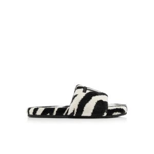 Sandales Tom Ford Zebra Towelling Harrison Slides Femme Blanche Noir | WNYKB-2689