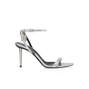 Sandales à Talons Tom Ford Laminated Nappa Padlock Pointy Naked 85 Mm Femme Argent | NAELF-6847