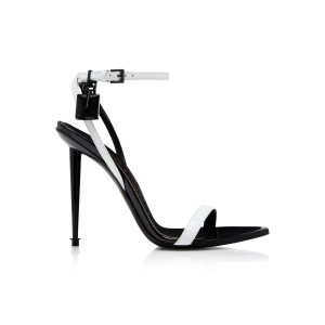 Sandales à Talons Tom Ford Vernis Cuir Padlock Pointy Naked Femme Blanche Noir | BCVOH-1507