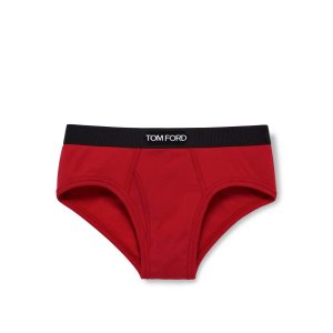 Slips Tom Ford Coton Boxer Homme Rouge | HVJUM-9452