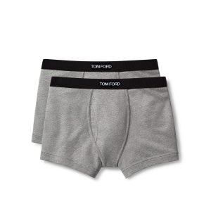 Slips Tom Ford Coton Two Pack Boxer Homme Grise | CIZHT-6730