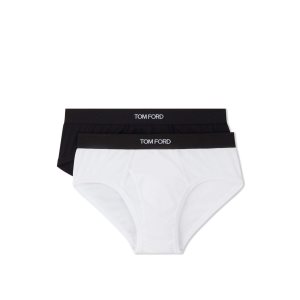 Slips Tom Ford Coton Two Pack Boxer Homme Blanche Noir | LHTVJ-9067