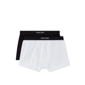 Slips Tom Ford Coton Two Pack Boxer Homme Blanche Noir | SIXMG-4579