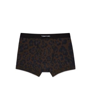 Slips Tom Ford Leopard Coton Boxer Homme Marron Foncé | EWCMG-8049