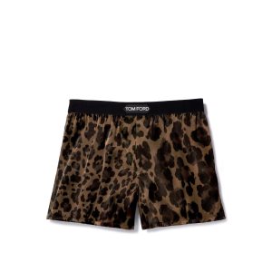 Slips Tom Ford Leopard Silk Boxer Homme Marron Clair | SVYMU-0916