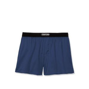 Slips Tom Ford Silk Boxer Homme Bleu | NRKJL-7458