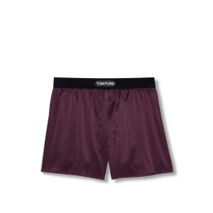 Slips Tom Ford Silk Boxer Homme Bordeaux | MWLDK-8427