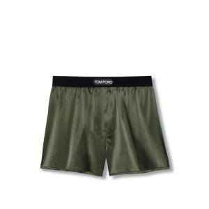 Slips Tom Ford Silk Boxer Homme Noir | QMKJW-5438