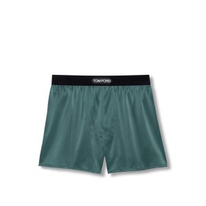 Slips Tom Ford Silk Boxer Homme Turquoise | HXRVY-2768