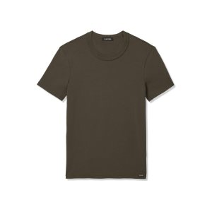 T Shirts Tom Ford Coton Crewneck Homme Vert | UDXKJ-9642