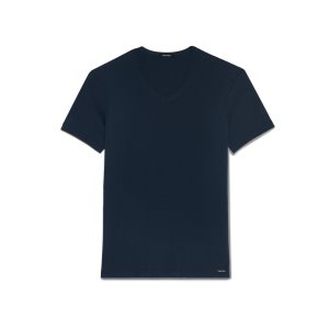 T Shirts Tom Ford Coton V-neck Homme Bleu Marine | HGJPY-5304