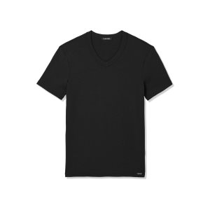 T Shirts Tom Ford Coton V-neck Homme Noir | KYHTF-9103