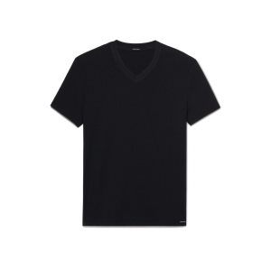 T Shirts Tom Ford Coton V-neck Homme Noir | XAJOG-9158