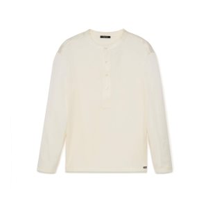 T Shirts Tom Ford Silk Pajama Henley Homme Blanche | SOWFB-8250