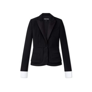 Vestes Tom Ford Gran De Poudre Tuxedo Fitted Femme Noir | BQIEZ-9164