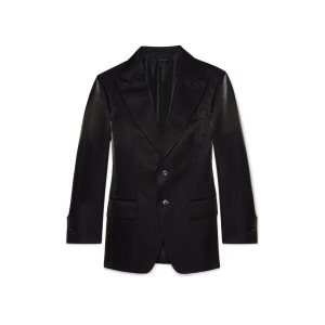 Vestes Tom Ford Lurex Tonal Twill Cooper Homme Noir | GNHEL-8614