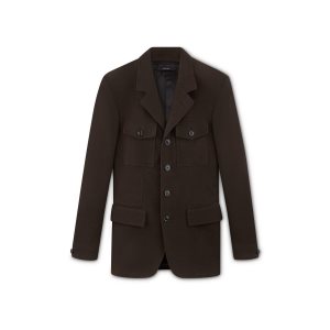 Vestes Tom Ford Tailored Military Homme Marron Foncé | ZDFGW-3761