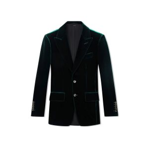 Vestes Tom Ford Viscose Fluid Velvet Cooper Homme Turquoise | HUETG-7023