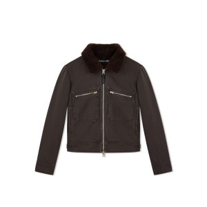 Vêtements D'extérieur Tom Ford Bedford Cord Zip Blouson Homme Ebony | SAYBU-8017