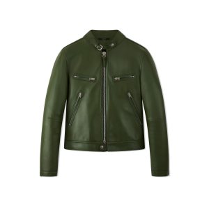 Vêtements D'extérieur Tom Ford Bonded Nappa Plonge Zip Racer Jacket Homme Elm | UXSBH-3694