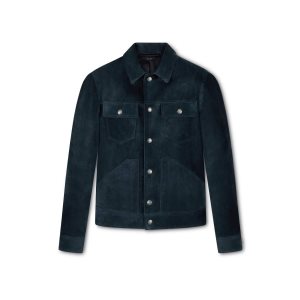 Vêtements D'extérieur Tom Ford Cashmere Daim Western Jacket Homme Petrol | GANFU-8742