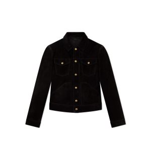 Vêtements D'extérieur Tom Ford Cashmere Daim Western Jacket Homme Noir | LNZFQ-2607