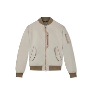 Vêtements D'extérieur Tom Ford Compact Nylon Bomber Homme Putty | JVGTU-4560