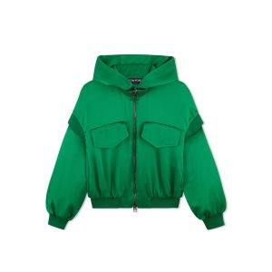 Vêtements D'extérieur Tom Ford Fluid Double-faced Satin Hoodie Femme Turquoise Vert | DILST-2170