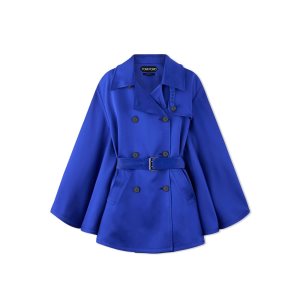 Vêtements D'extérieur Tom Ford Fluid Double-faced Satin Cape Coat Femme Ocean | KMDQC-2864