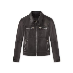 Vêtements D'extérieur Tom Ford Icon Cuir Zip Blouson Homme Noir | EBOST-1548