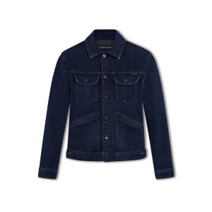 Vêtements D'extérieur Tom Ford Japanese Selvedge Denim Jacket Homme Indigo | XTEDV-6249