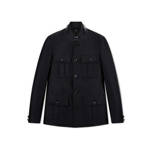 Vêtements D'extérieur Tom Ford Laine Silk Serge Military Jacket Homme Noir | FXSWI-3426